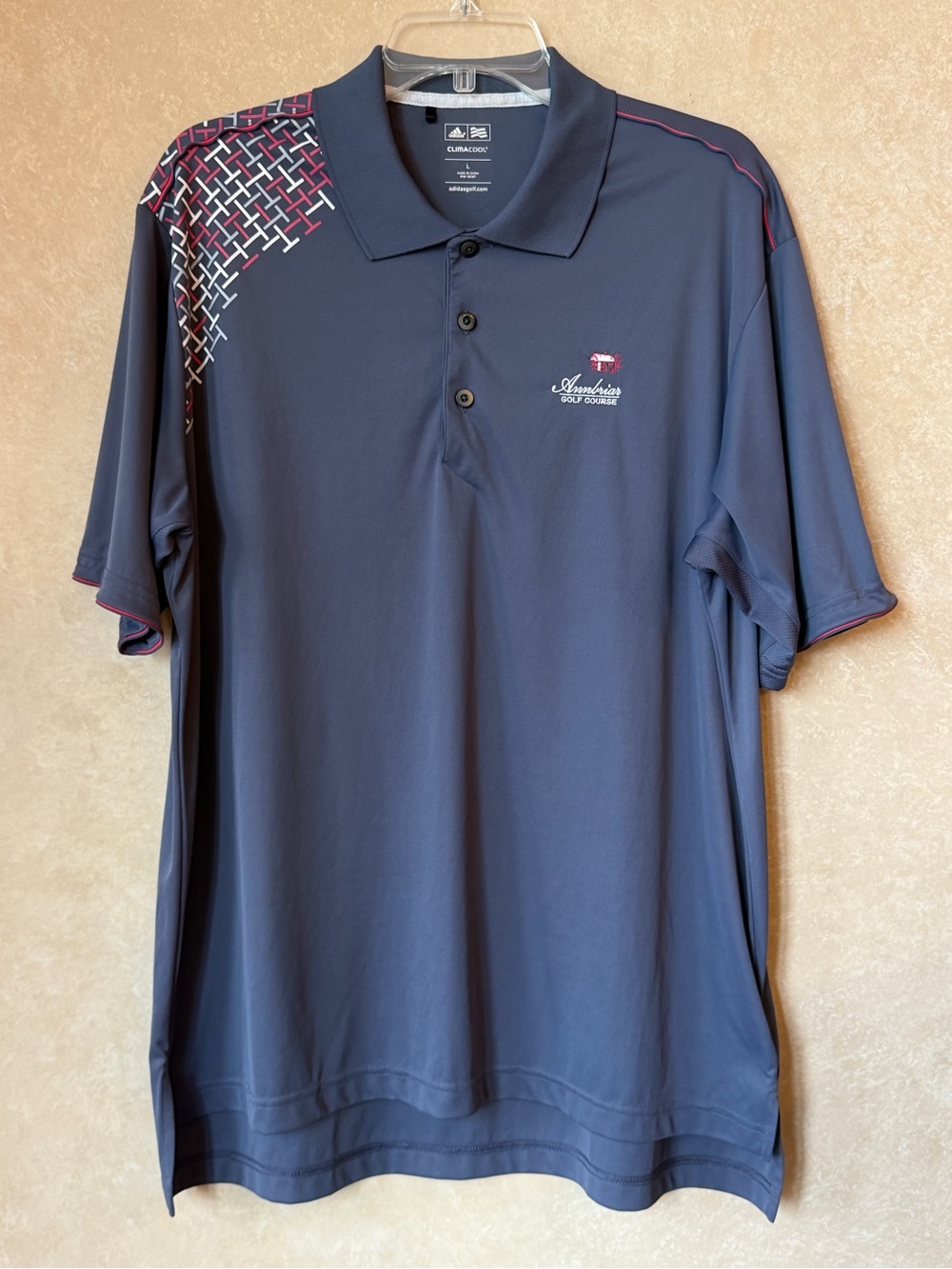Adidas Clima Cool Golf Shirt Grey Size Large “Annbriar Golf Course”
